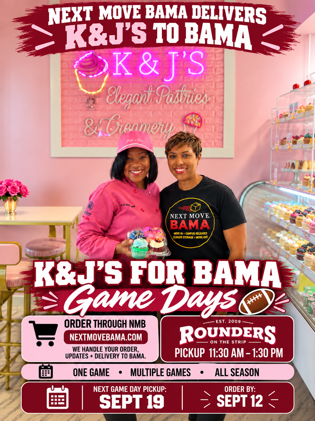 K & J's for Bama Game Days-Pickup at Rounders